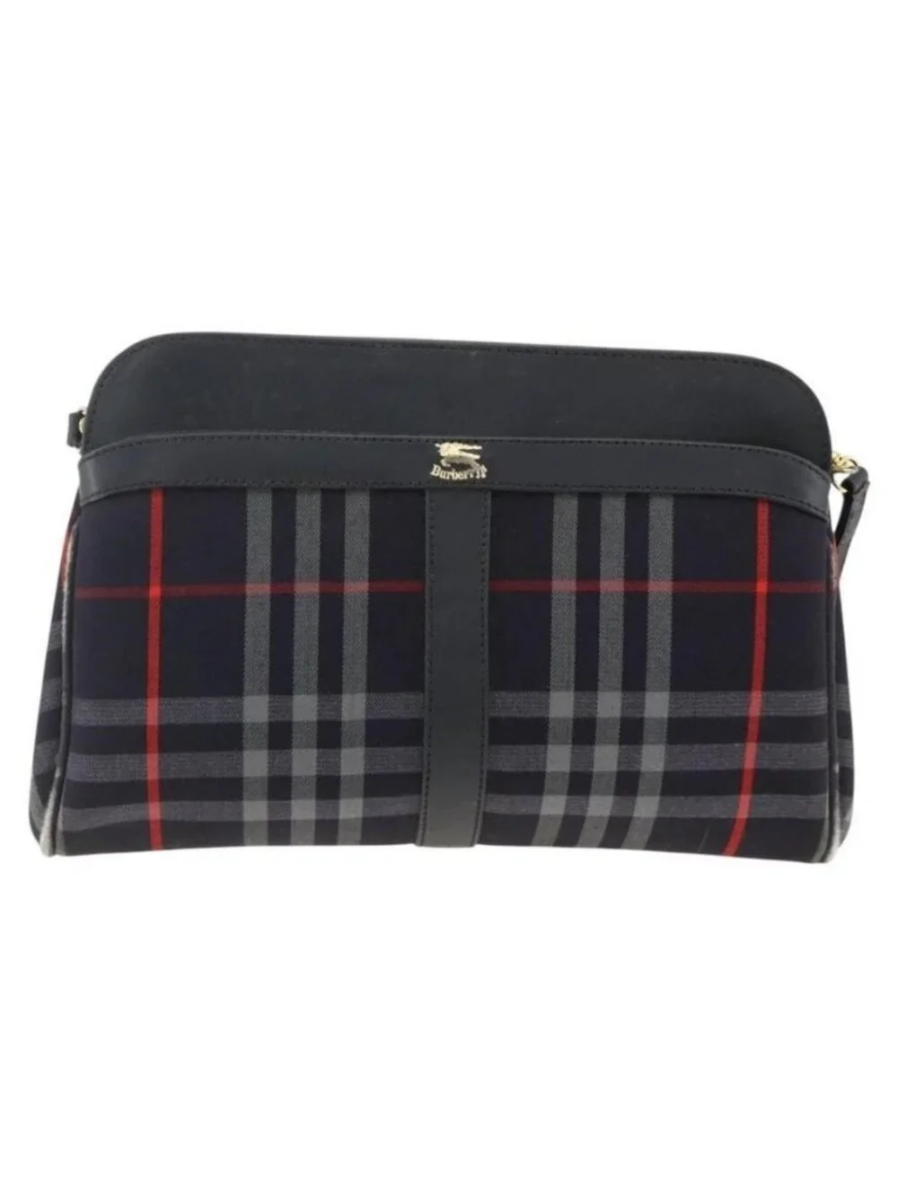 Authentic Burberrys Nova Check Shoulder Bag Canvas Navy Gold - Picture 5 of 16